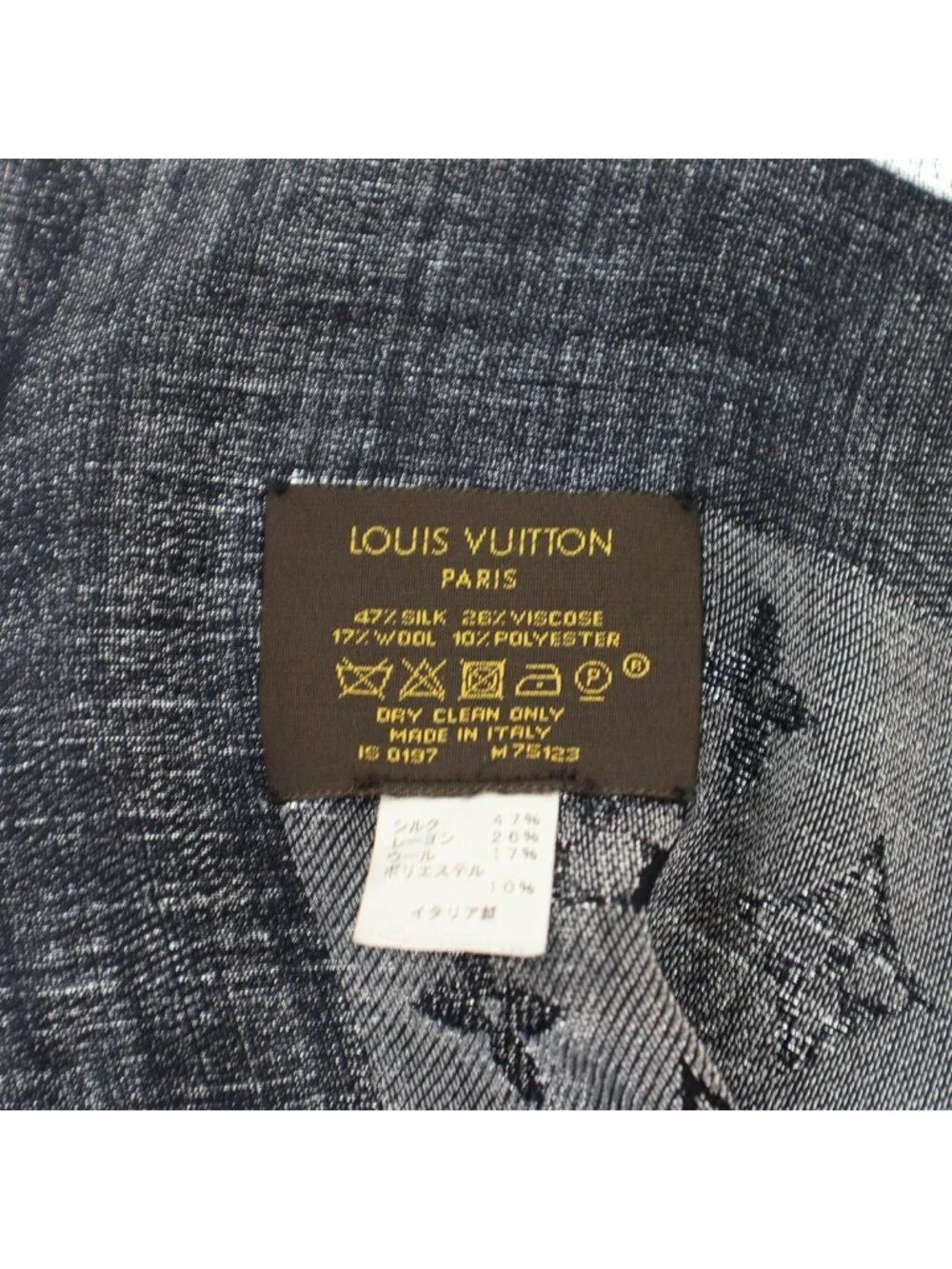 Louis Vuitton Shawl Monogram Shine Navy Silver Scarf